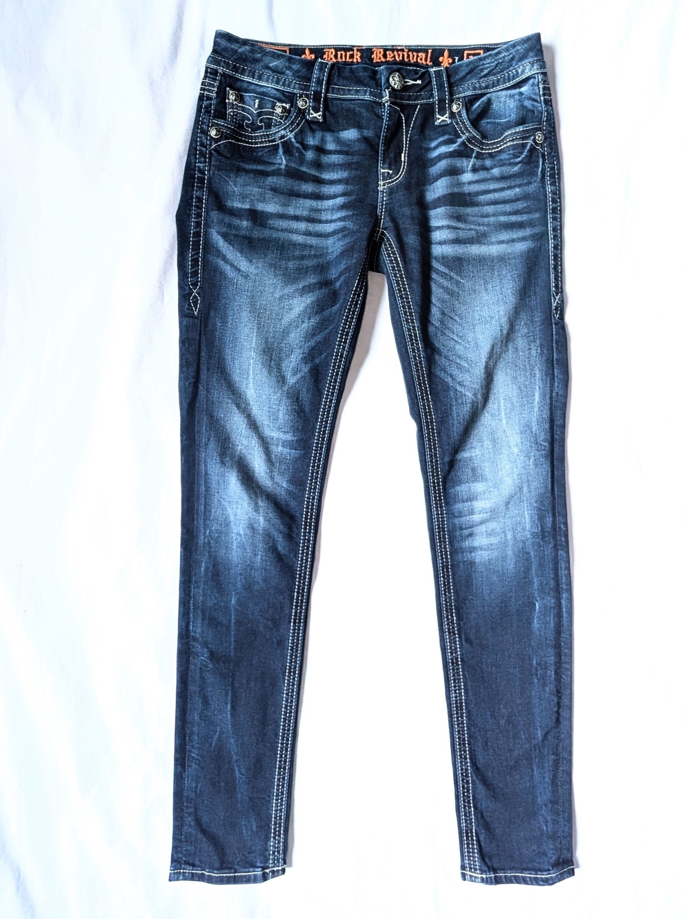 Rock Revival Jessica Skinny Jeans Size 28 Dark Wash Flap Pocket Y2K